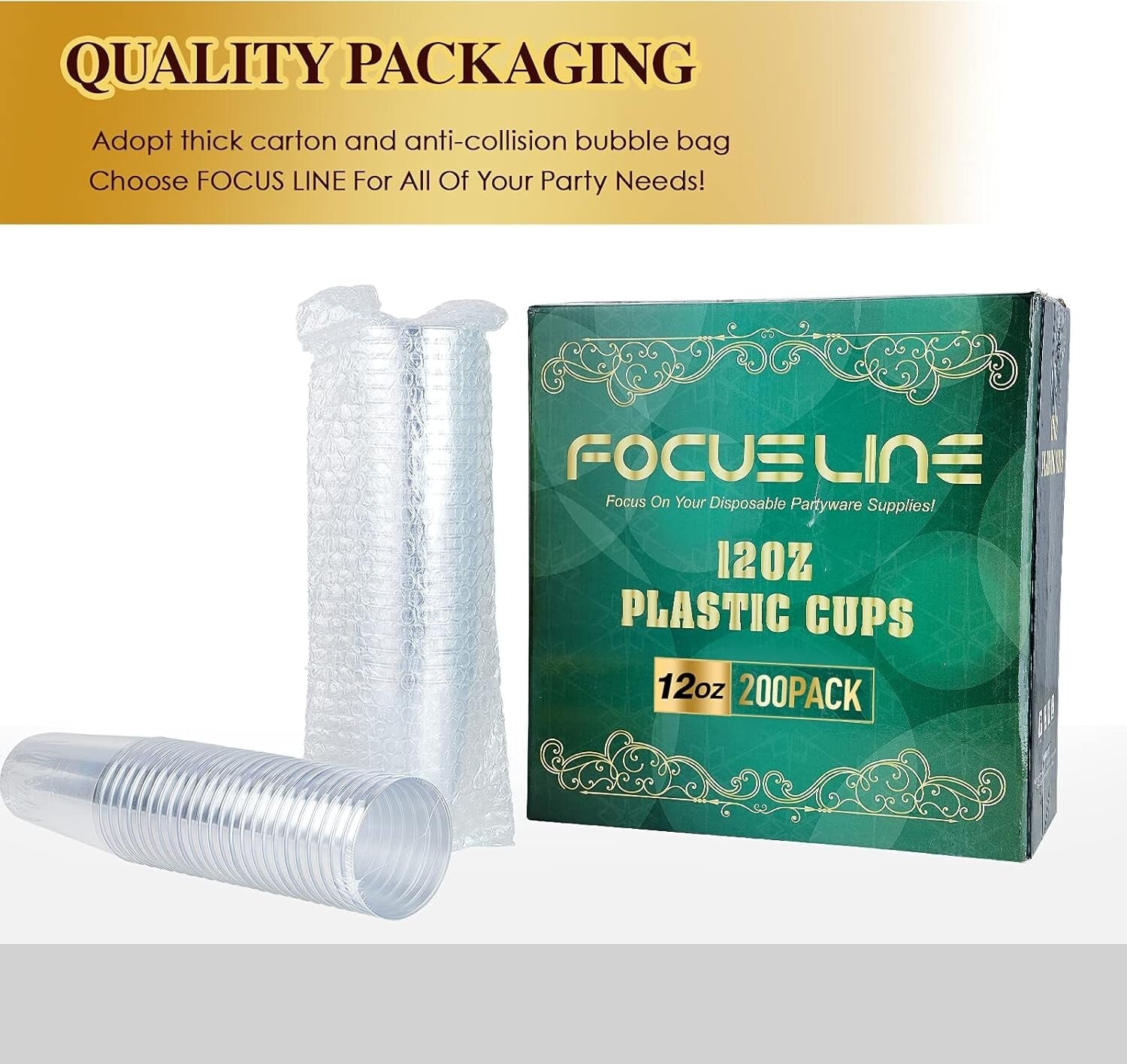 Sturdy 12 oz Clear Plastic Cups with Silver Rim - Perfect for Weddings & Events