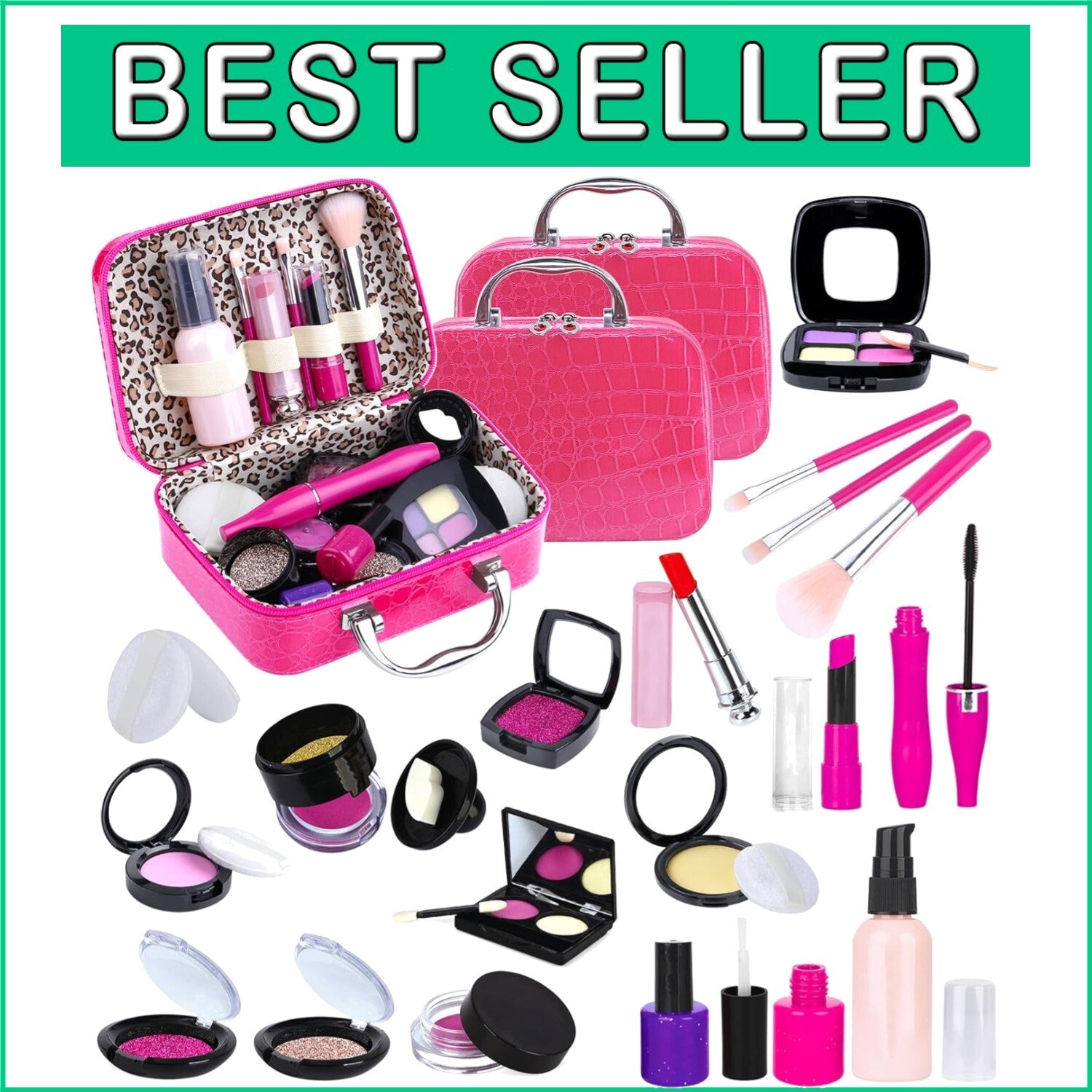 Deluxe Makeup Toy Set for Kids - 2 Pack with Compact Cosmetic Bag for Easy Play