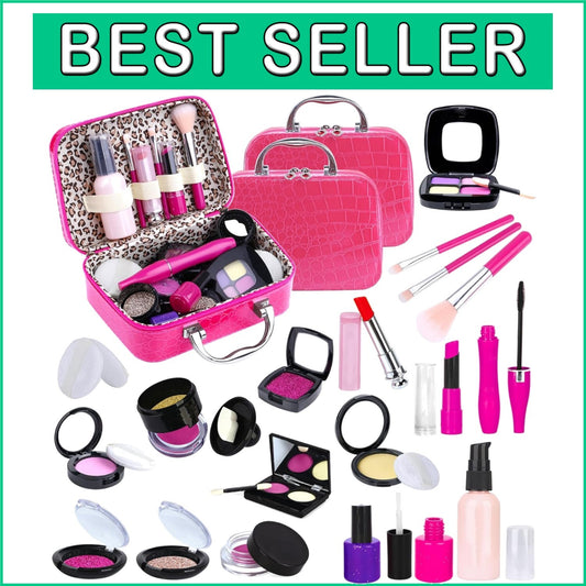 Deluxe Makeup Toy Set for Kids - 2 Pack with Compact Cosmetic Bag for Easy Play