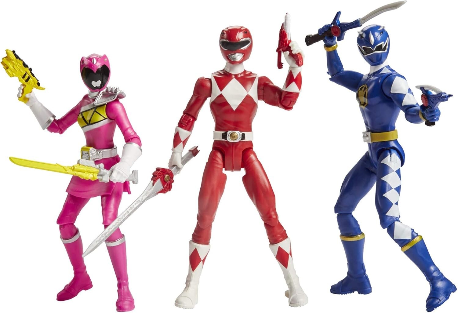 Collectible 3-Pack Action Figures: Mighty Morphin Red, Dino Charge Pink Rangers