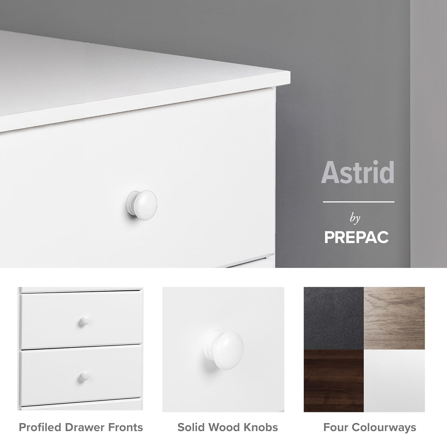 Sleek 6-Drawer White Dresser: Durable Tall Chest Perfect for Organized Bedrooms