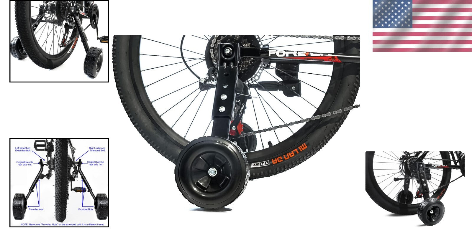 Universal Fit Training Wheels for Kids' Bicycles – Easy Assembly & Stability