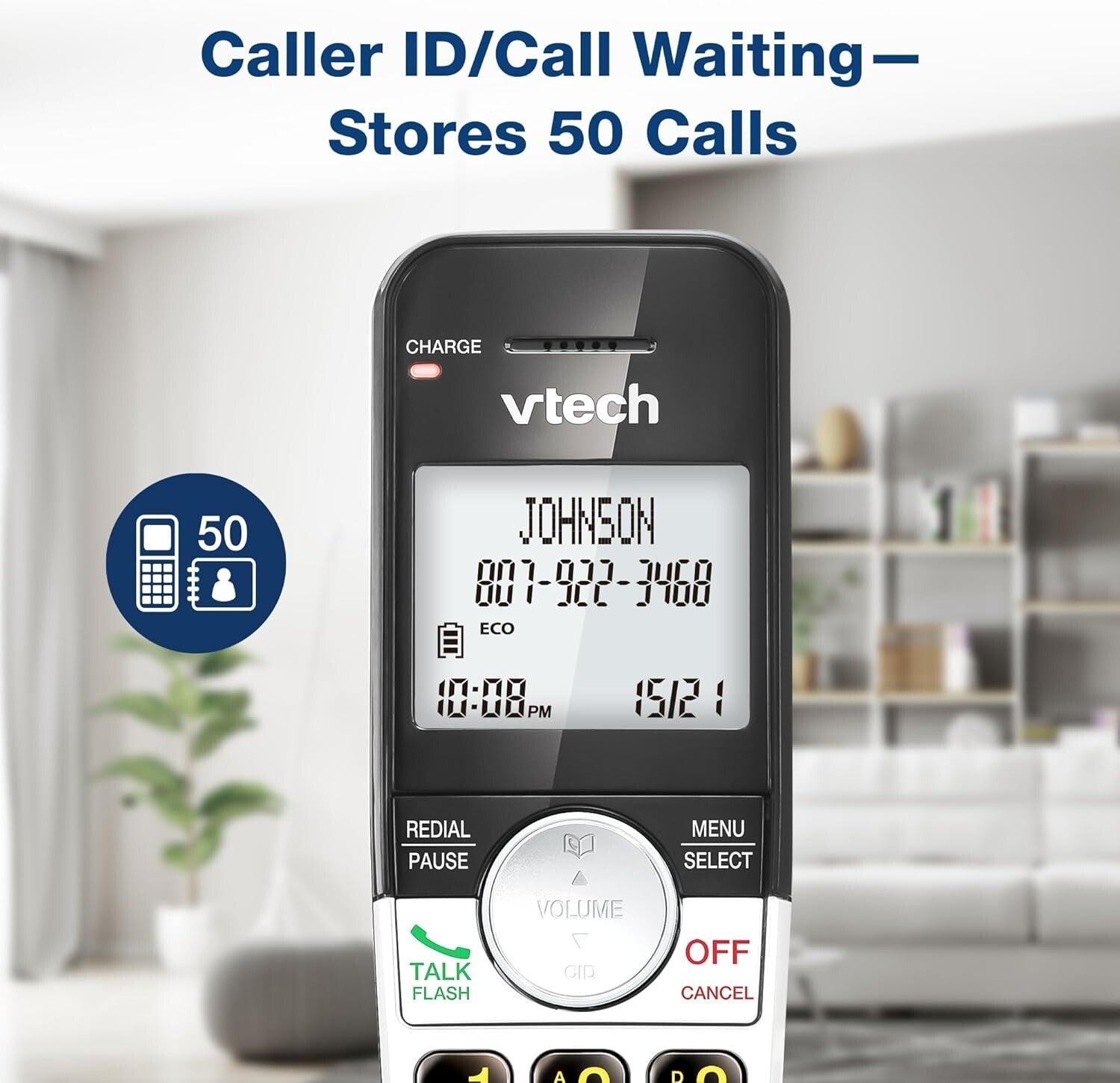 DECT 6.0 2-Handset Cordless Phone with Caller ID and Quiet Mode for Easy Use