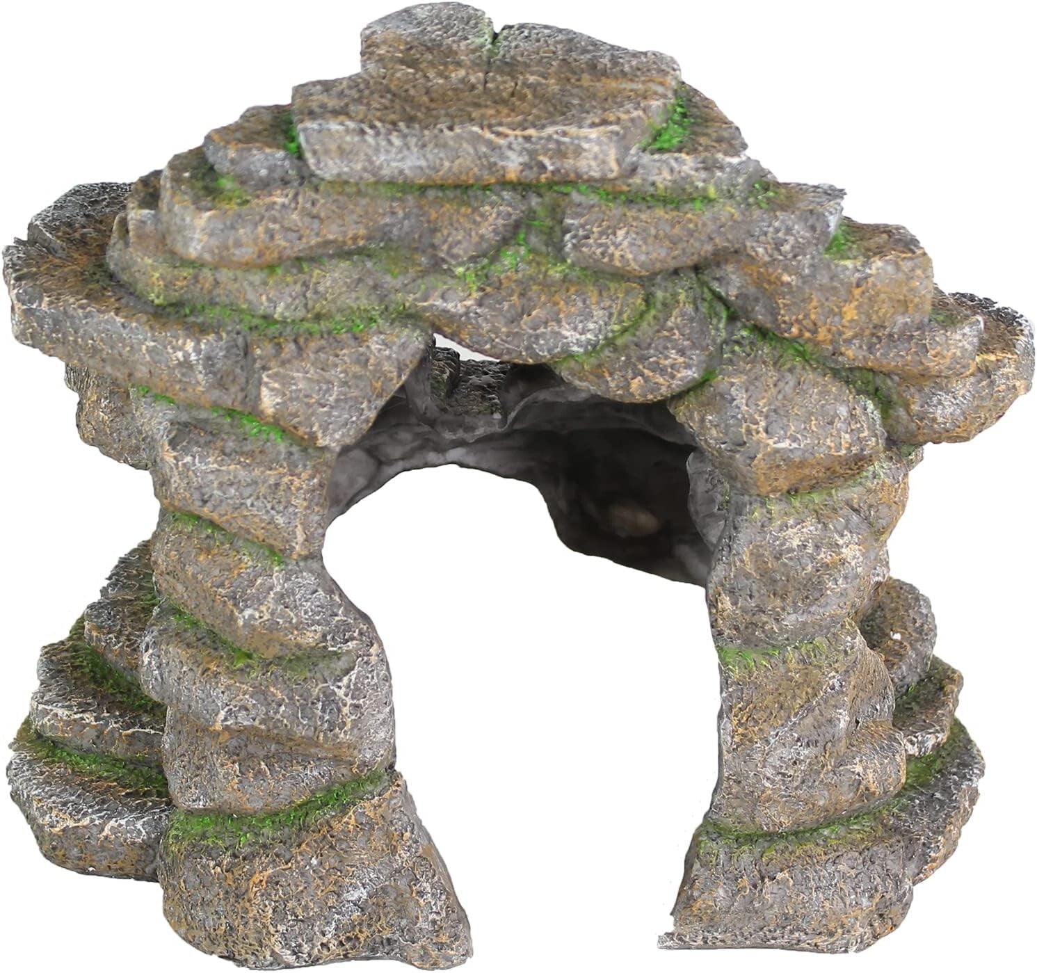 Reptology Extra-Large Shale Scape Cave Hideout for Reptiles & Fish, Blue Camo