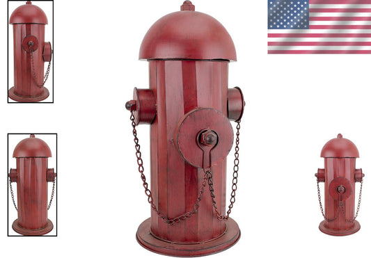 Rustic Red Fire Hydrant Statue - Multi-Functional Puppy Pee Post & Toy Storage