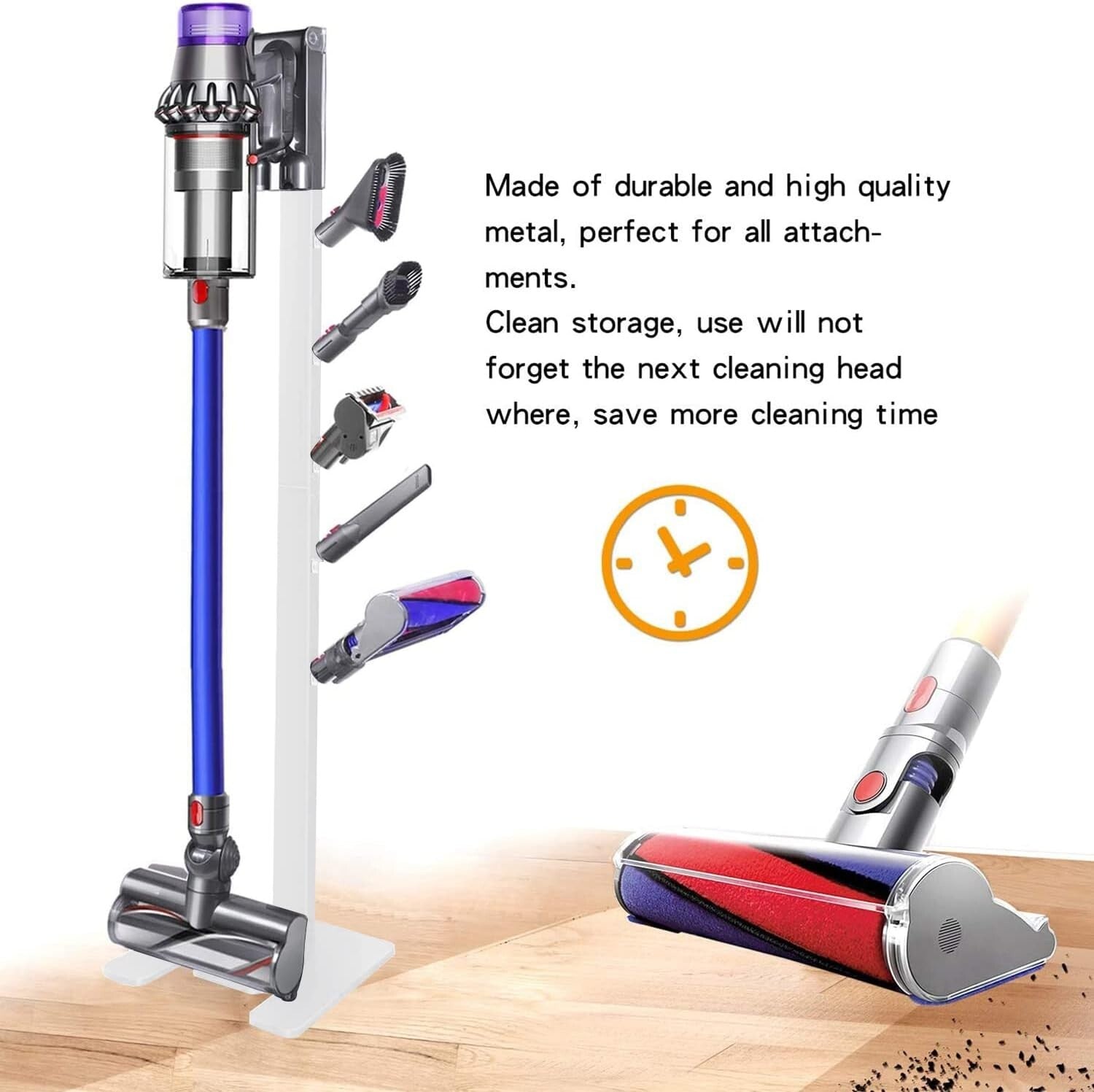 Durable Metal Organizer Rack with 5 Hooks for V-Series Cordless Vacuum Cleaners