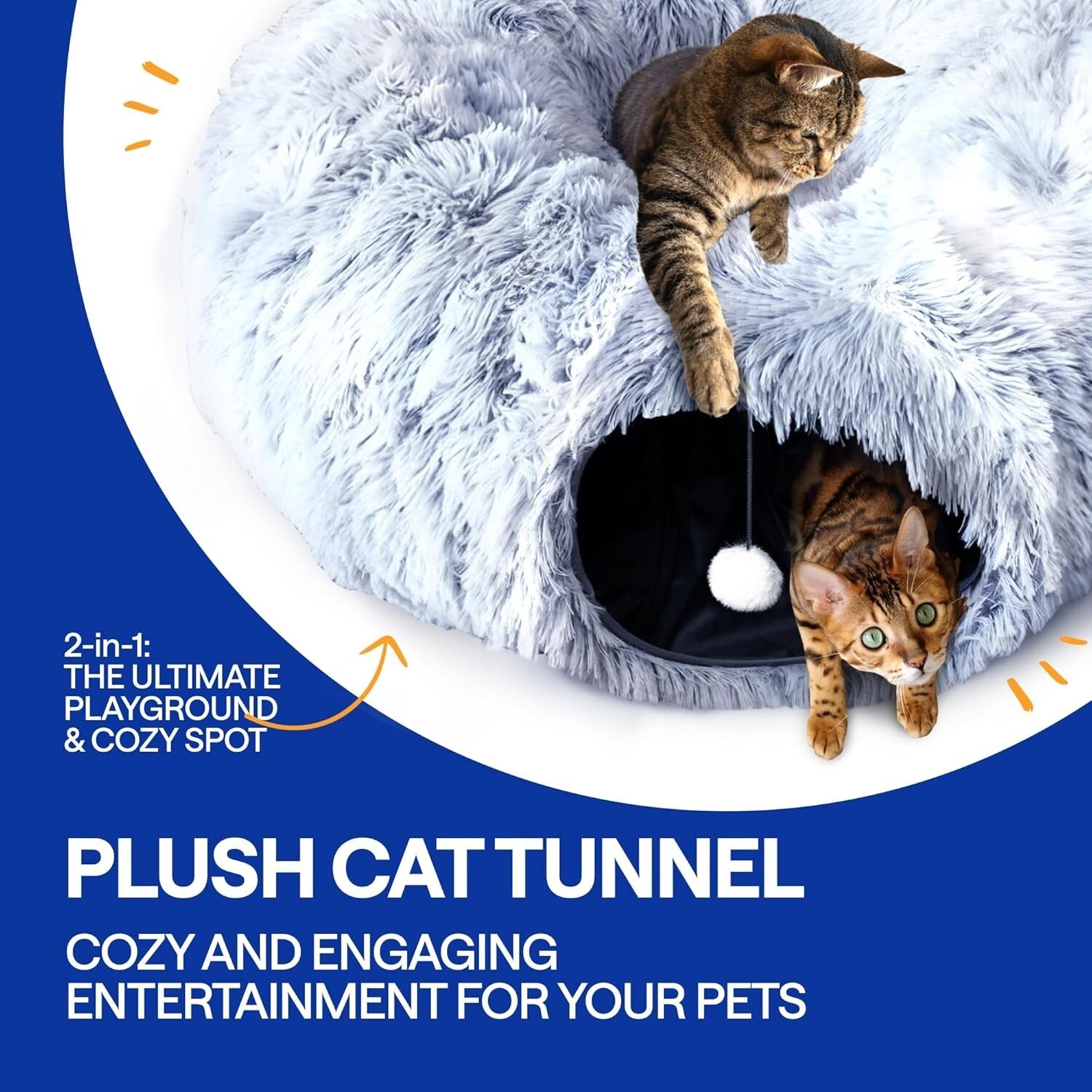 Interactive Cat Playground: Bed Cave with Tunnel, Ball & Laser Toy for Cats