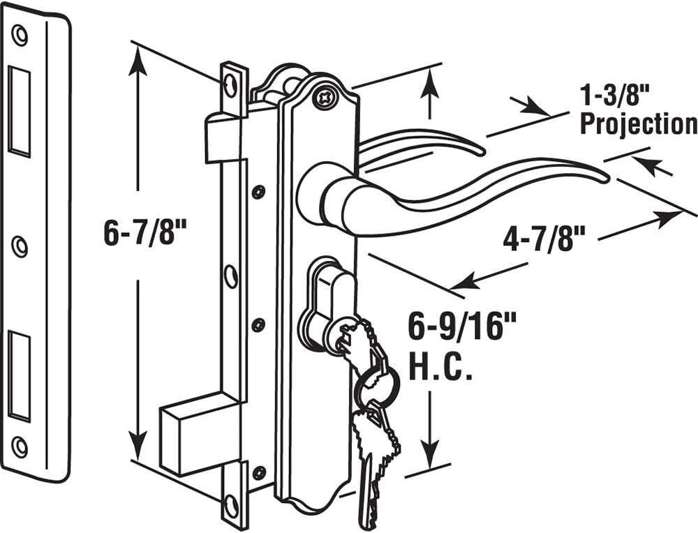Durable Diecast Black Lever Handle Set for Storm Doors - Keyed for Security