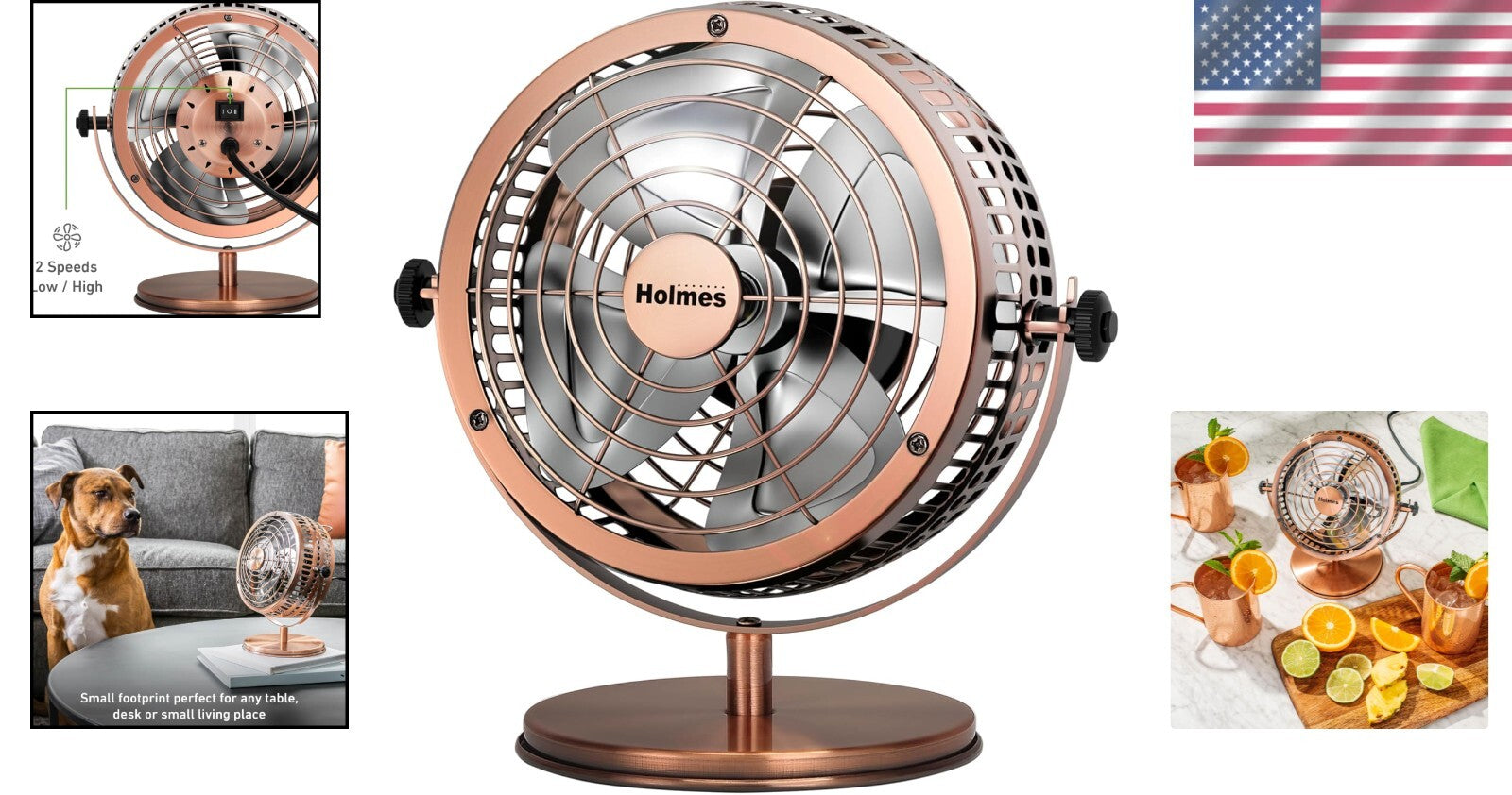 Elegant 6-Inch Desk Fan with Brushed Copper Finish - Home & Office Essential