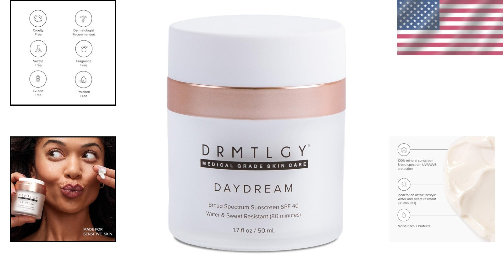 Hydrating SPF 40 Sunscreen & Face Moisturizer for Sensitive Skin – 1.7 Ounces