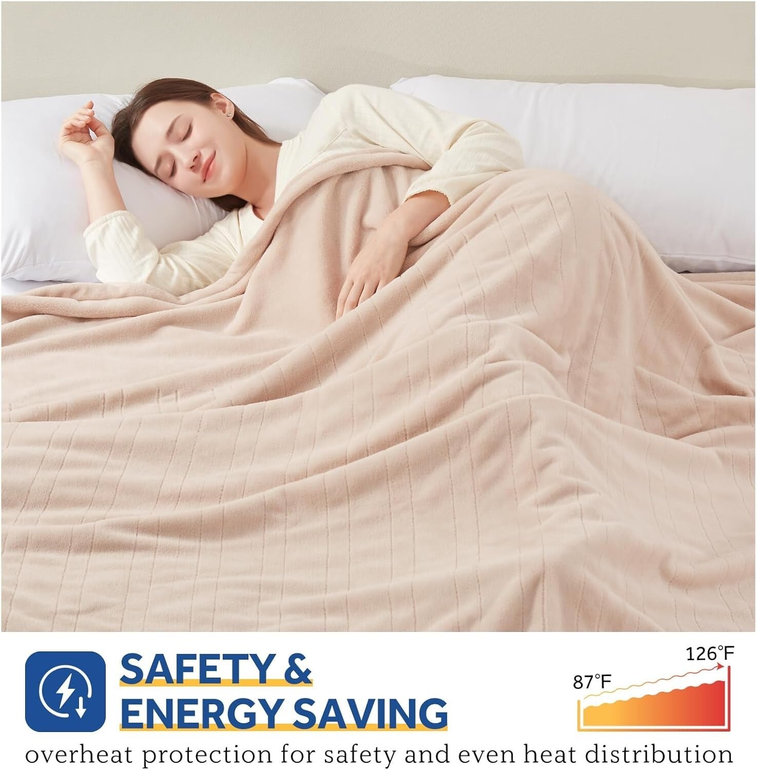 Cozy Flannel Heated Blanket - 10 Heat Levels & Auto Shut Off, Machine Washable