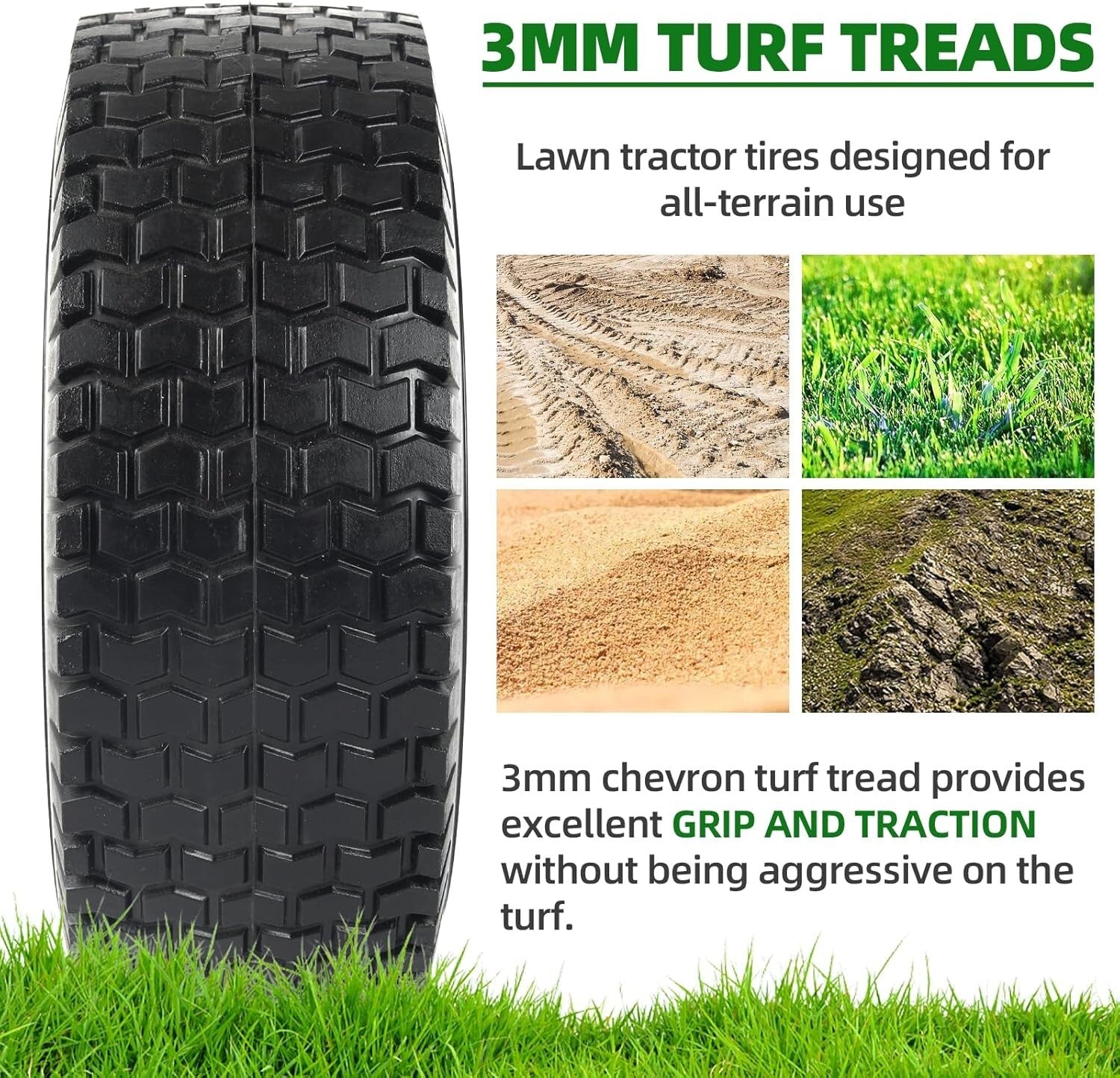 13x5.00-6 Lawn Mower Tires - Reliable Flat-Free Wheel Assemblies for All Terrain