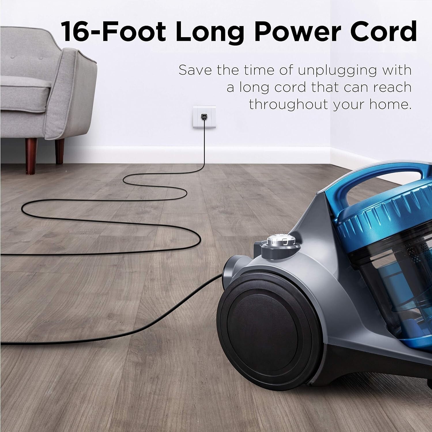 Effortless Cleaning with WhirlWind 2.5L Bagless Vacuum - Powerful Blue Canister