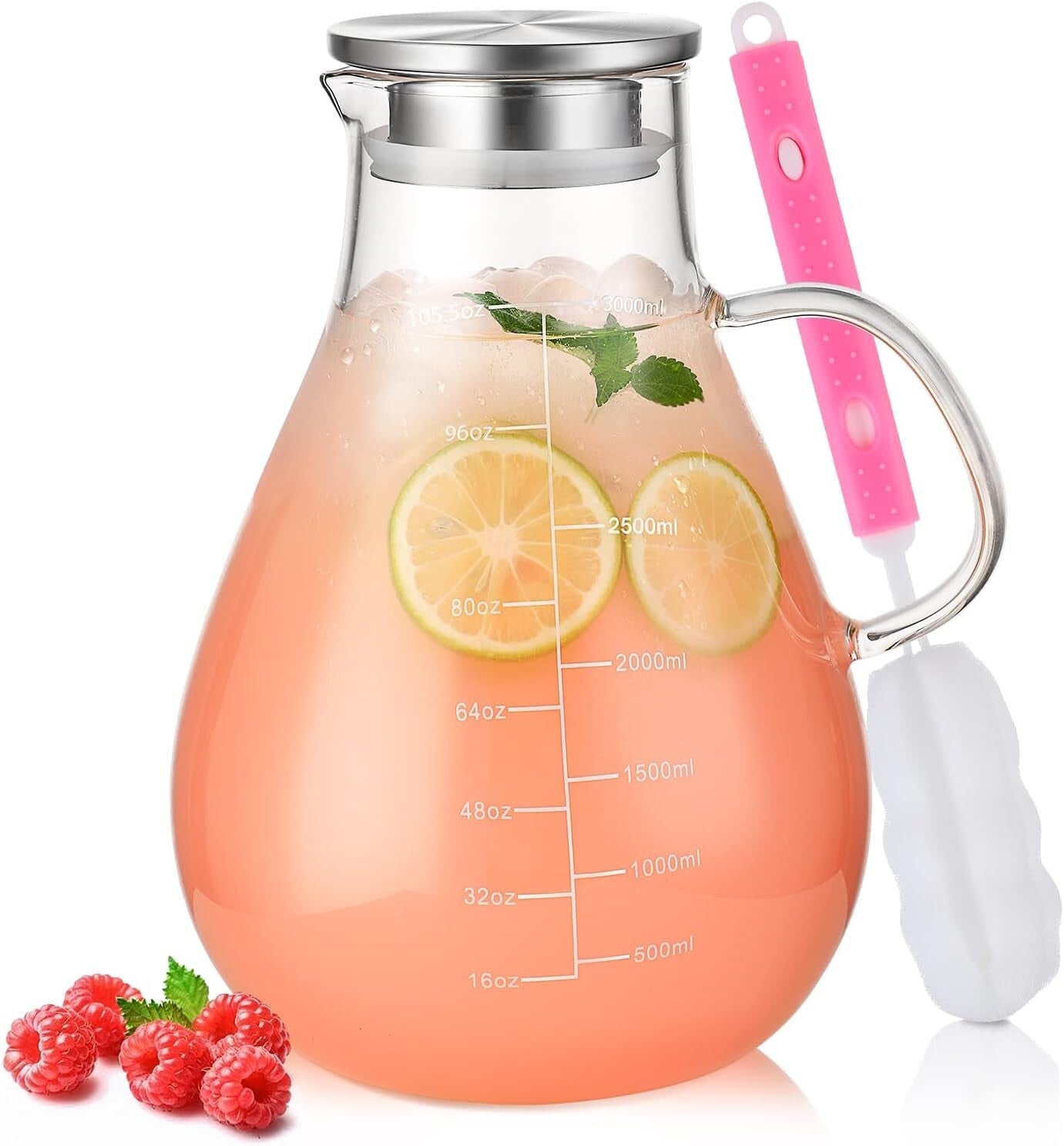 Stovetop-Safe 105.6oz Borosilicate Glass Pitcher with Hygienic Lid & Handle