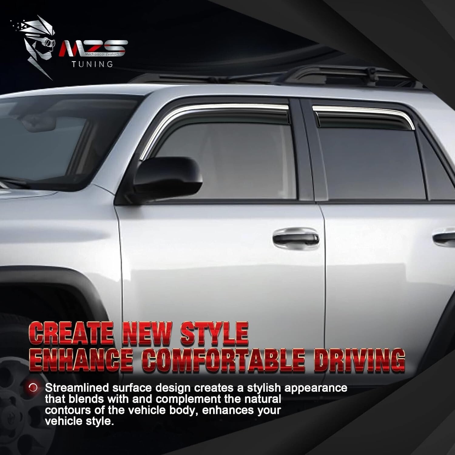 Durable Shatter-Resistant Rain Guards for 2019-2024 Vehicle Models - 4pc Set
