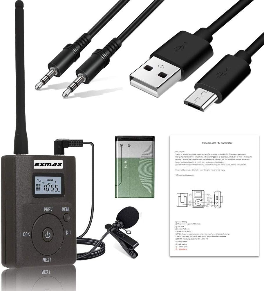 Stereo Wireless FM Transmitter - Supports AUX & TF Card, Ideal for Presentations