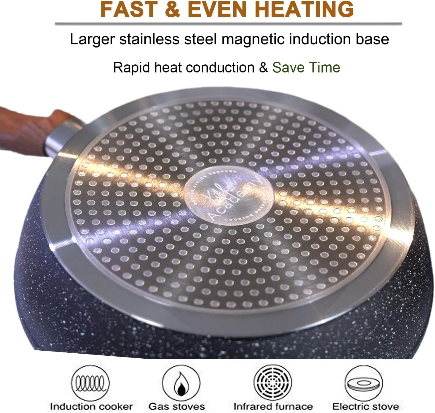 Nonstick 12-Piece Granite Cookware Set with Bakelite Handles - Dishwasher Safe