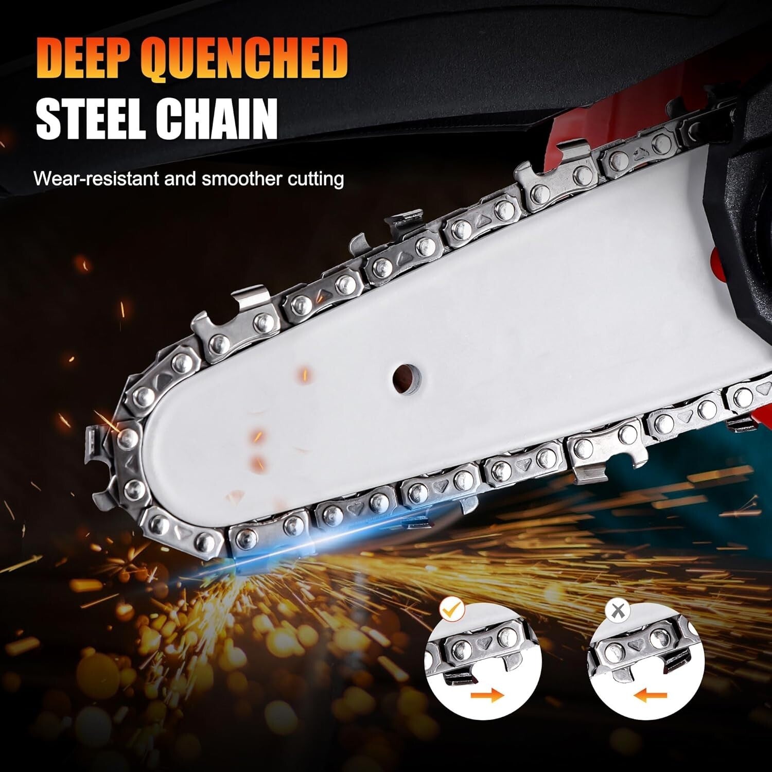 Cordless Mini Chainsaw - 4 Inch Rechargeable 550W Lightweight One-Handed Tool