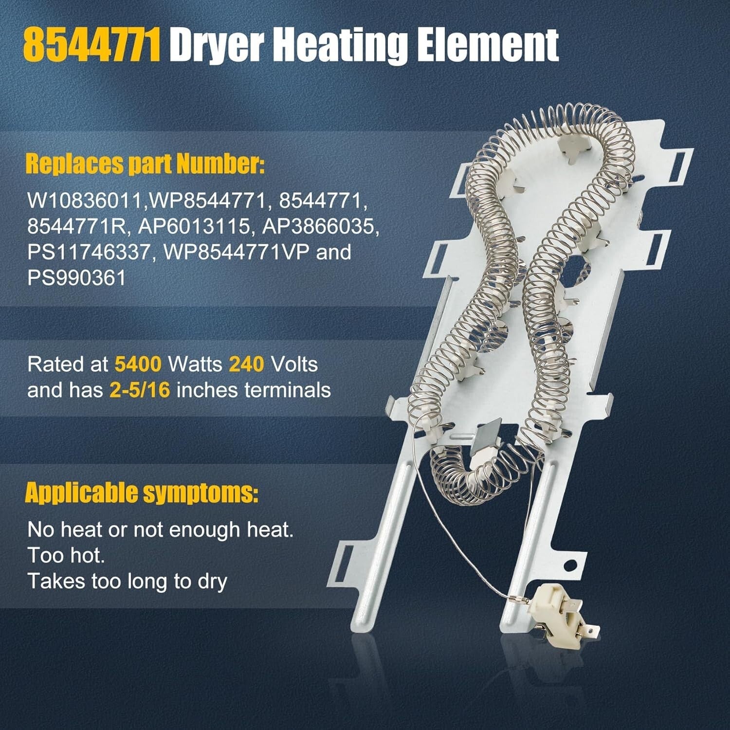 Durable 8544771 Heating Element & 279816 Thermostat Compatible with Major Brands