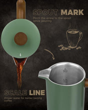 Load image into Gallery viewer, Vintage Green 34 oz French Press with Wood Handle &amp; Double Wall Insulation