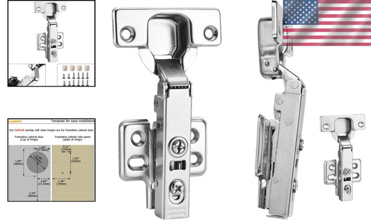 Premium Nickel Plated Cabinet Hinges, 20pcs Soft-Close for Frameless Cabinets