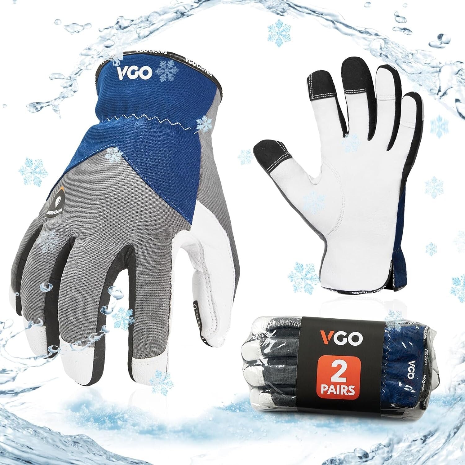 Ergonomic Winter Work Gloves - Thinsulate Insulated Leather, Touchscreen Ready