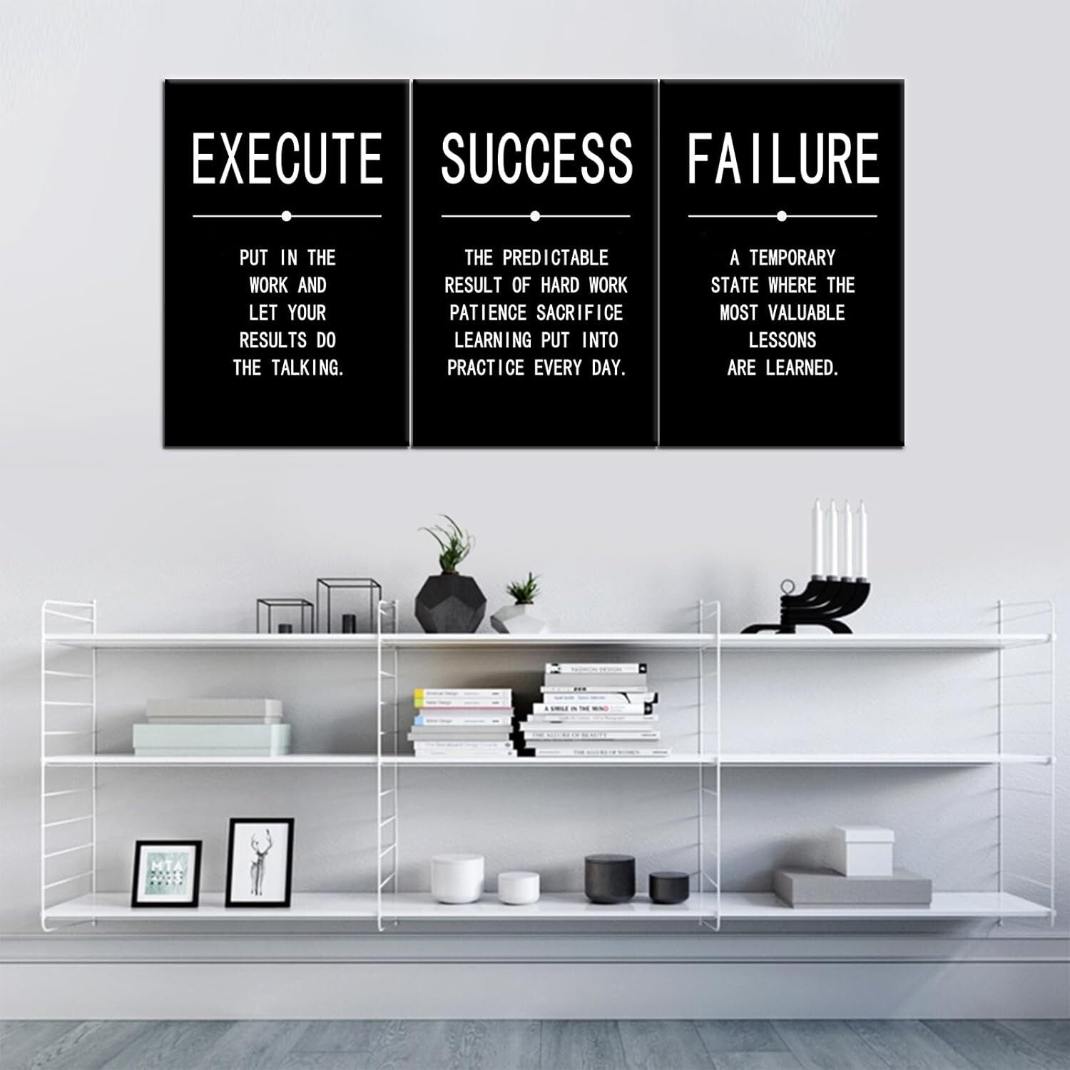 Gallery-Wrapped 3-Piece Canvas Inspirational Quotes for Motivating Home Décor