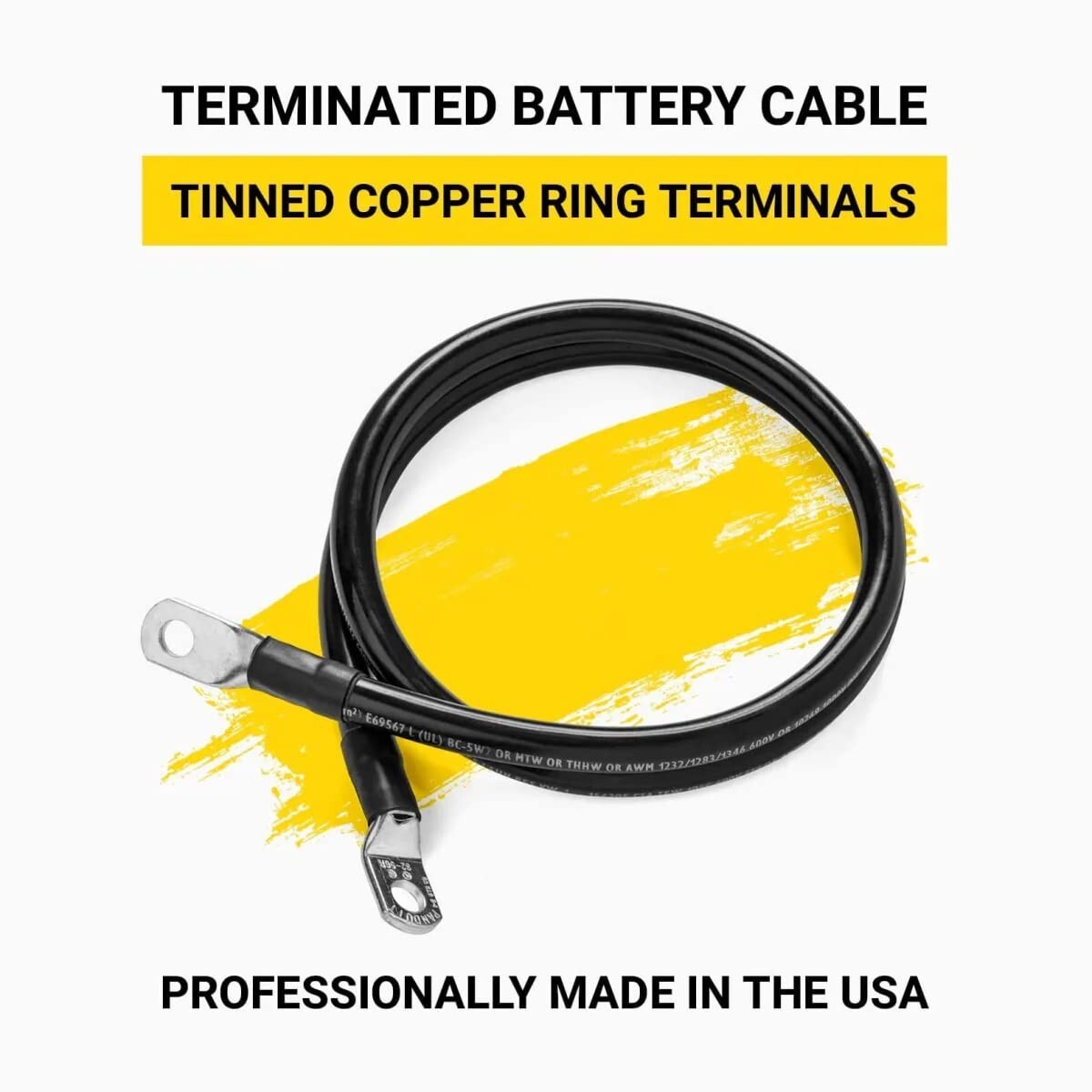 6 Foot 2/0 AWG Heavy Duty Battery Cable, Positive Only, 100% Copper - USA Made