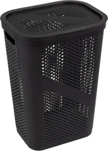 Load image into Gallery viewer, Versatile 60L Laundry &amp; Storage Baskets - Slim Black Hampers for Modern Homes