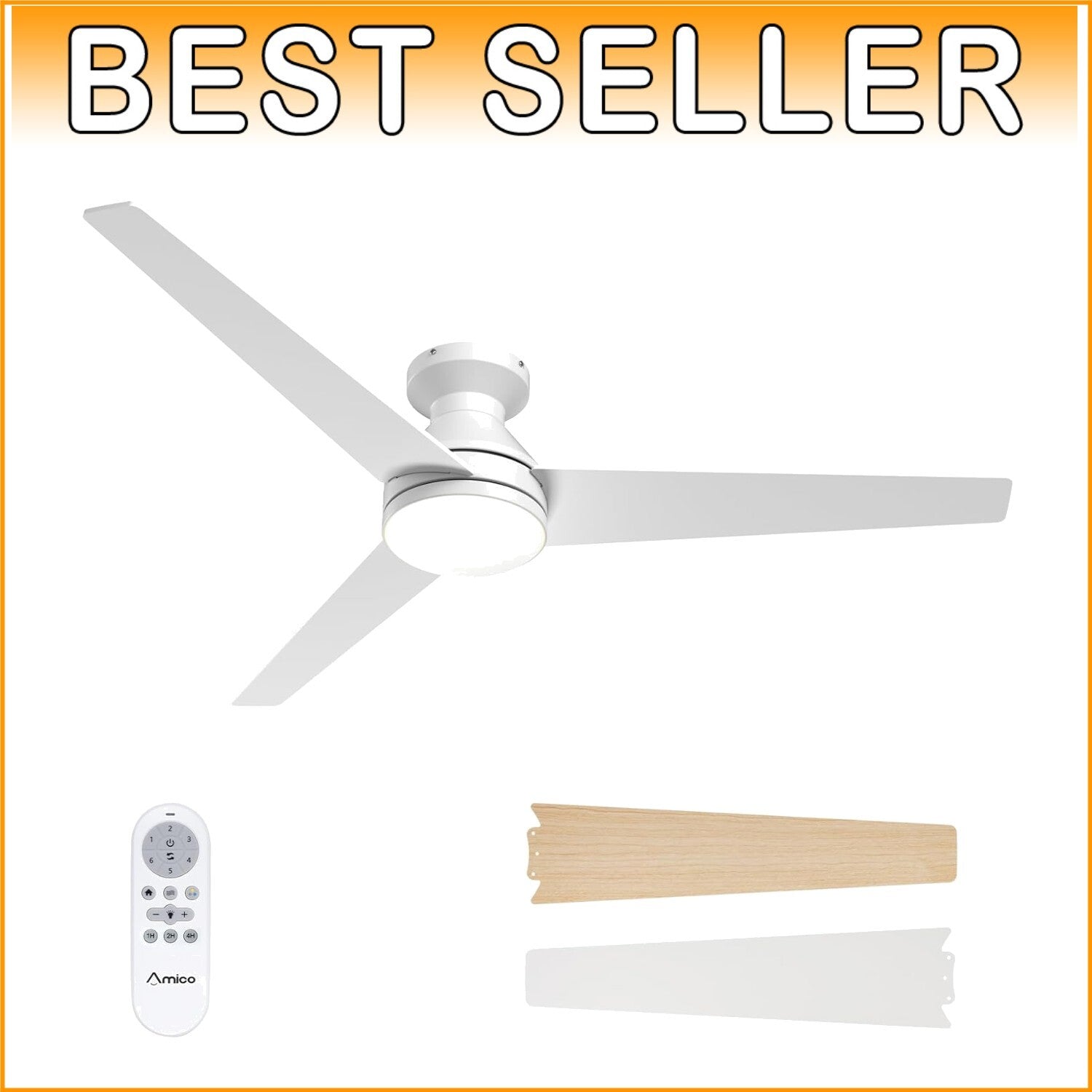 52-Inch Modern Ceiling Fan with Lights & Remote Control - Dimmable & Reversible