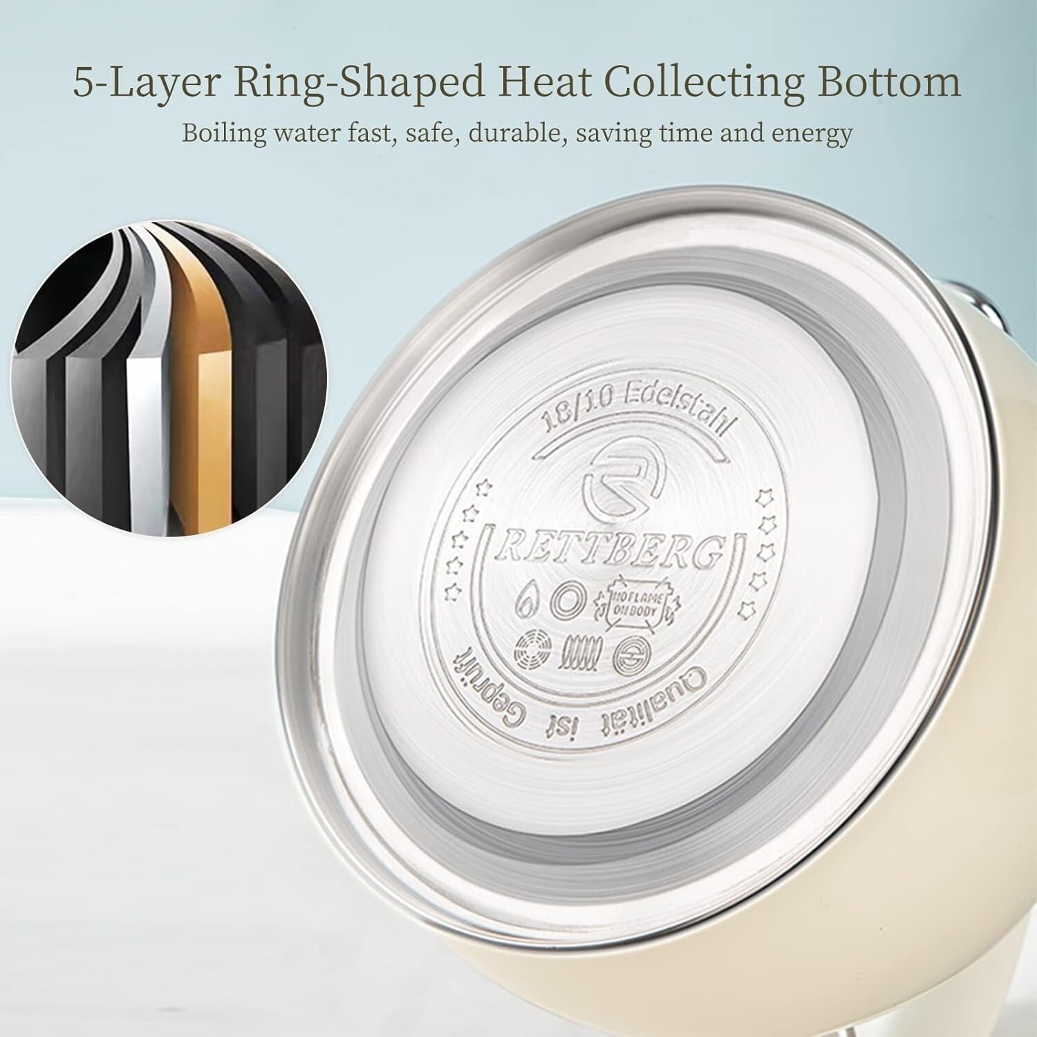 Stovetop Tea Kettle - Ergonomic 2.64 Quart Stainless Steel Whistling Kettle