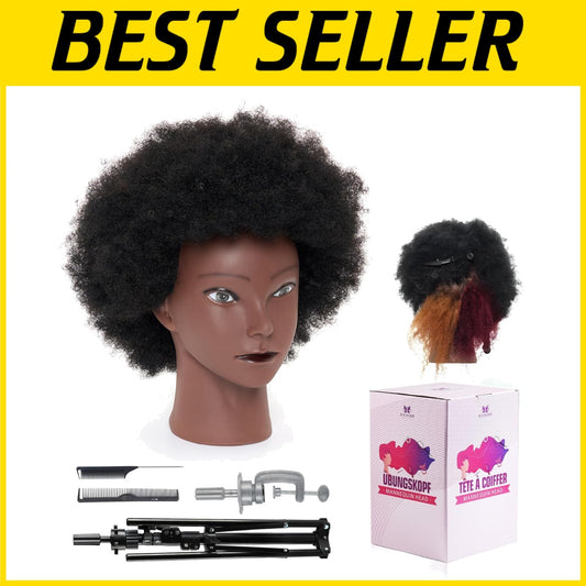 10-Inch Afro Curly Hair Mannequin Head with Table Clamp - Perfect for Styling