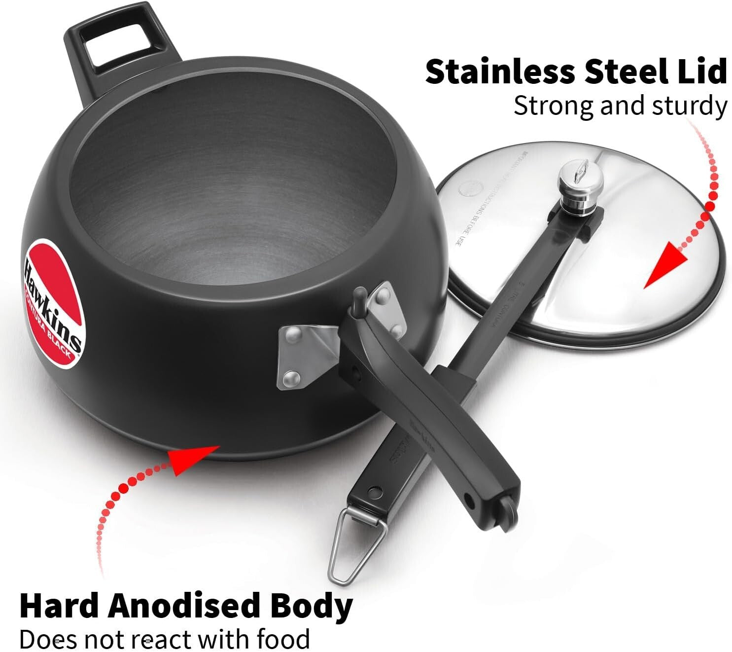 4L Hard Anodized Black Pressure Cooker - Modern Design for Fast Cooking