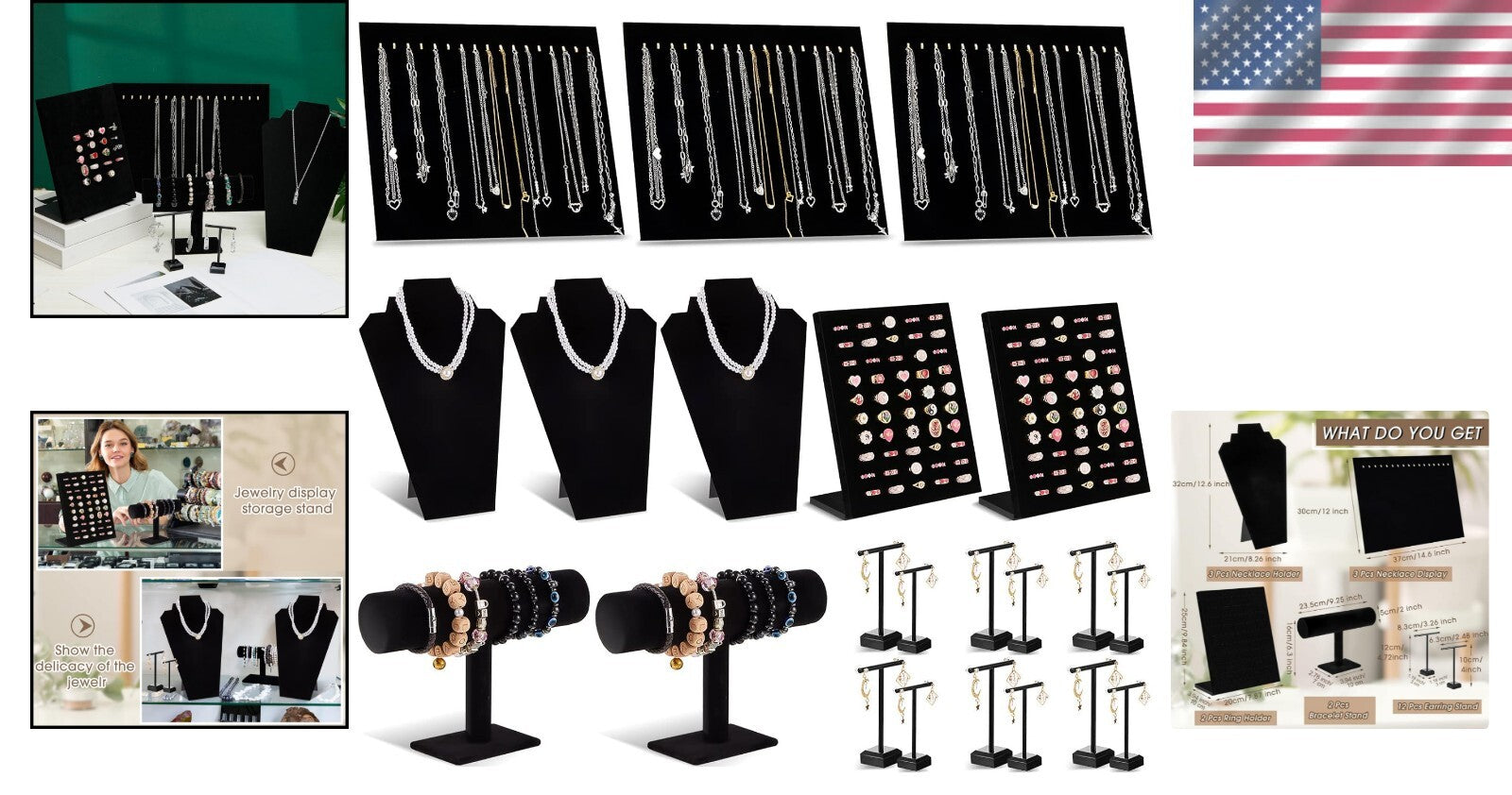 Elegant 22-Piece Velvet Jewelry Display Set - Perfect for Selling and Showcasing