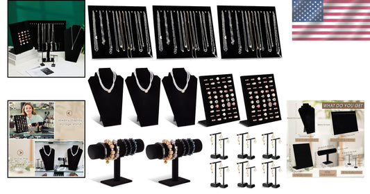 Elegant 22-Piece Velvet Jewelry Display Set - Perfect for Selling and Showcasing