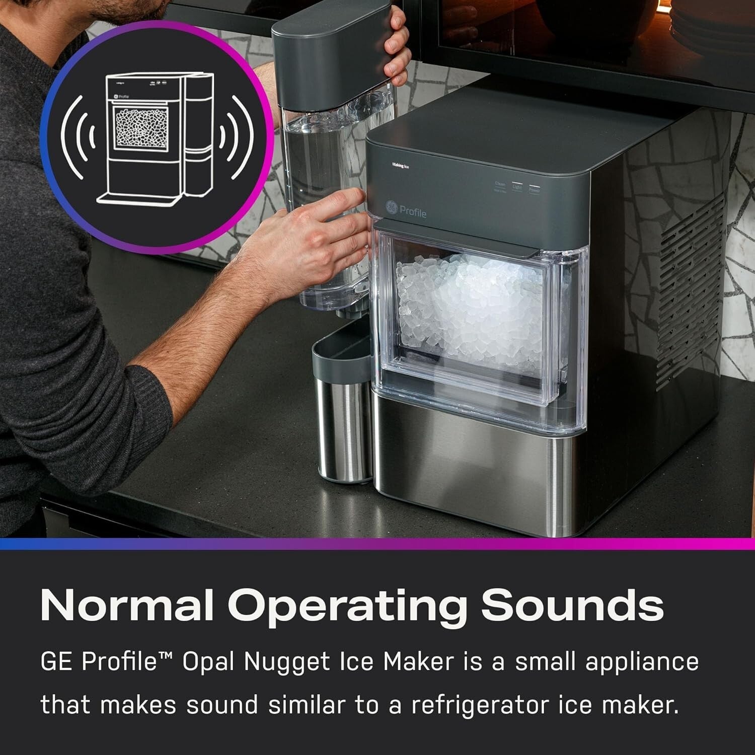 Fast-Production Countertop Ice Maker - 38 lbs of Chewable Ice with WiFi Control