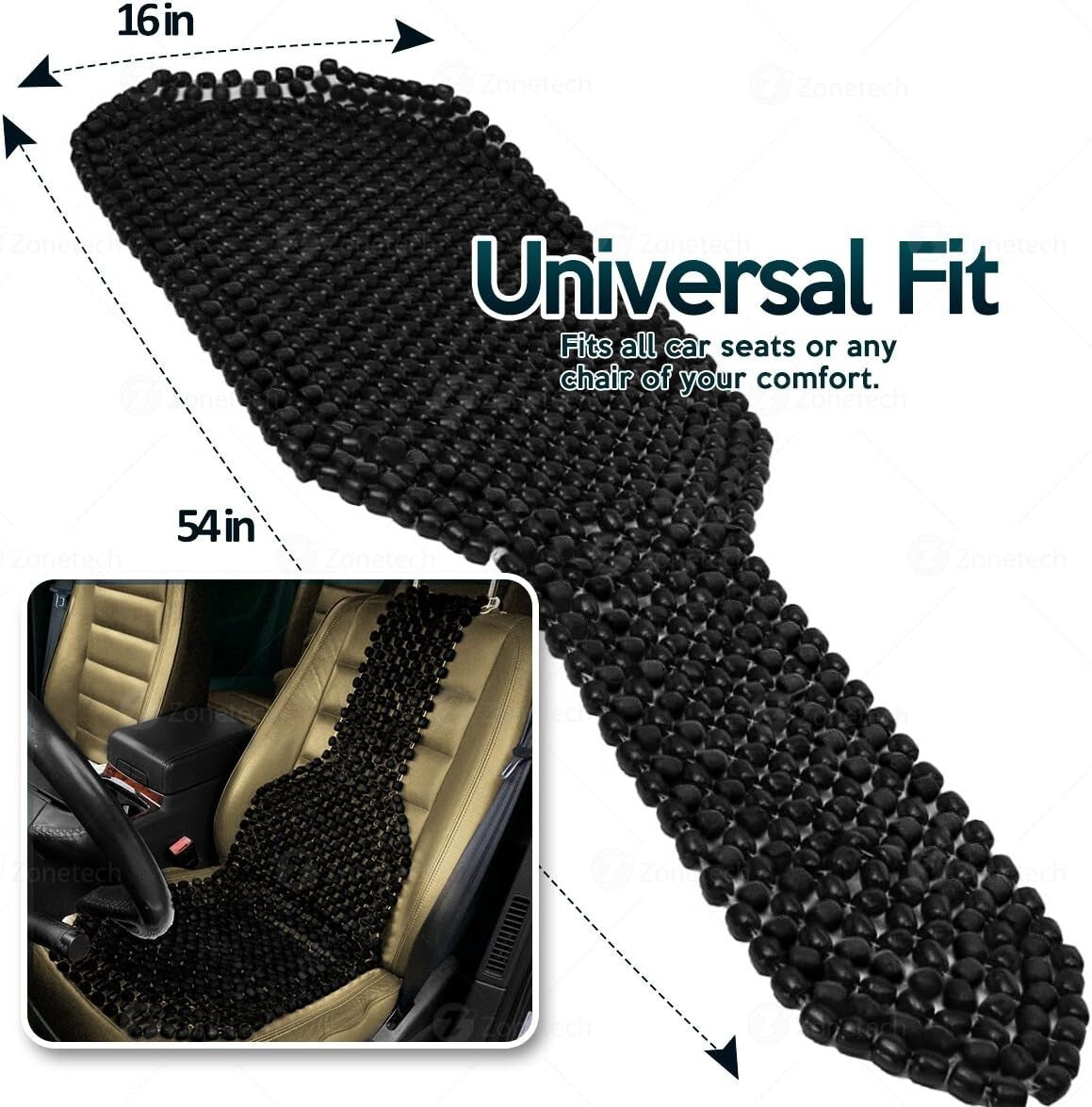 Washable Black Wood Bead Seat Cushions - Ideal for Cars and Office Chairs 2 Pack