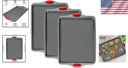 3-Piece Nonstick Baking Pan Set – Heavy-Gauge, Rust-Resistant for Gourmet Baking