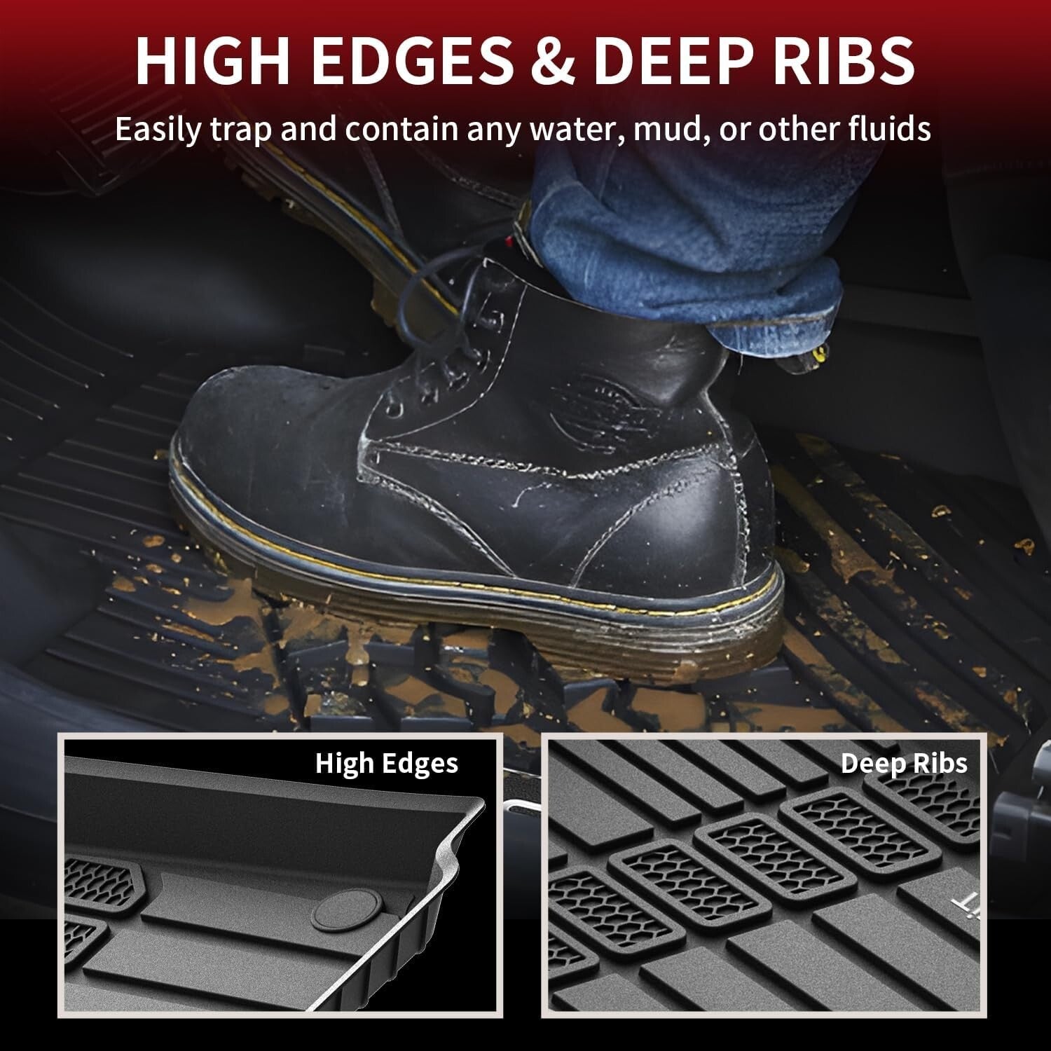 Custom Fit All-Weather Floor Mats for Jeep Grand Cherokee L 2021-2025, Black