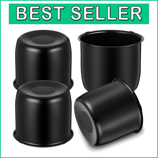Easy Install Black Wheel Center Caps - 4 Pcs 4.25 Inch for Trailers and Trucks