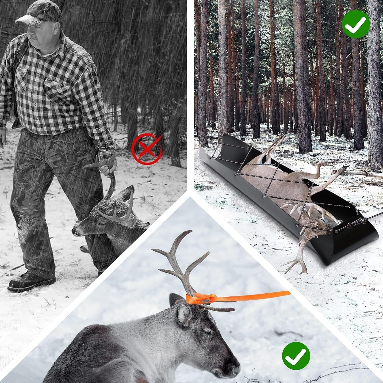 500 lbs Capacity Deer Drag Sled - Perfect for Effortless Hunting Transport