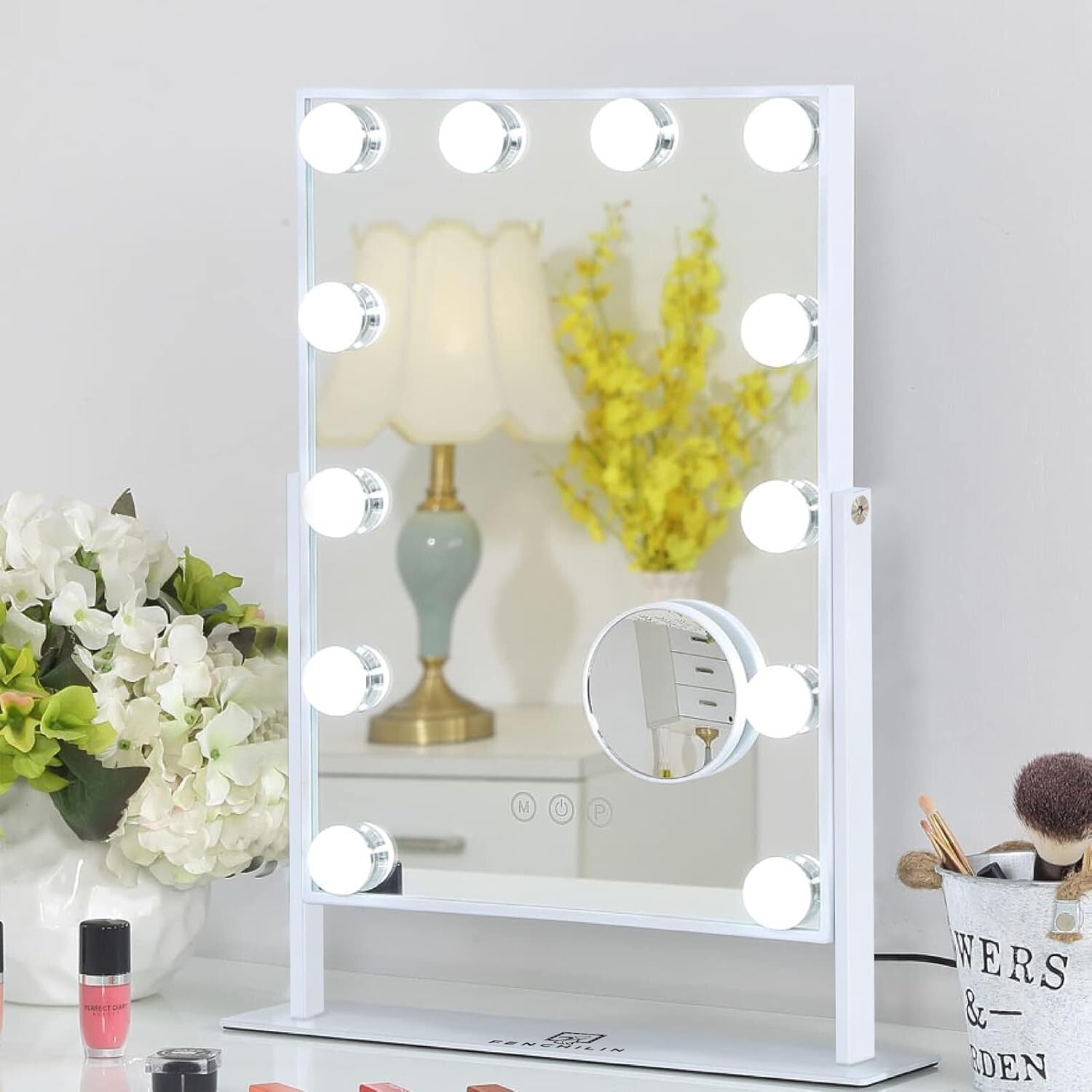 Hollywood Lighted Makeup Mirror with 10X Magnification & Smart Touch Control