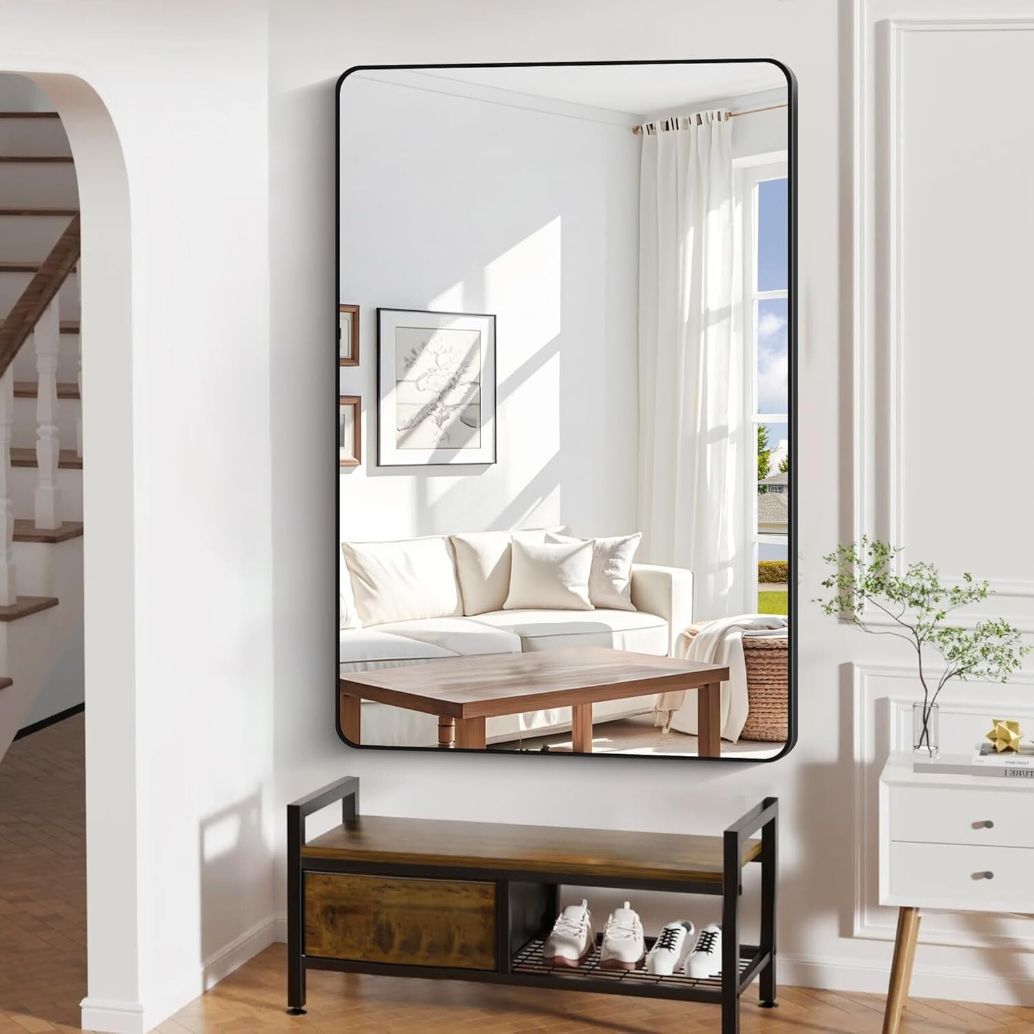 Elegant Shatterproof Wall Mirror 60x40" - Perfect for Bathrooms & Living Spaces