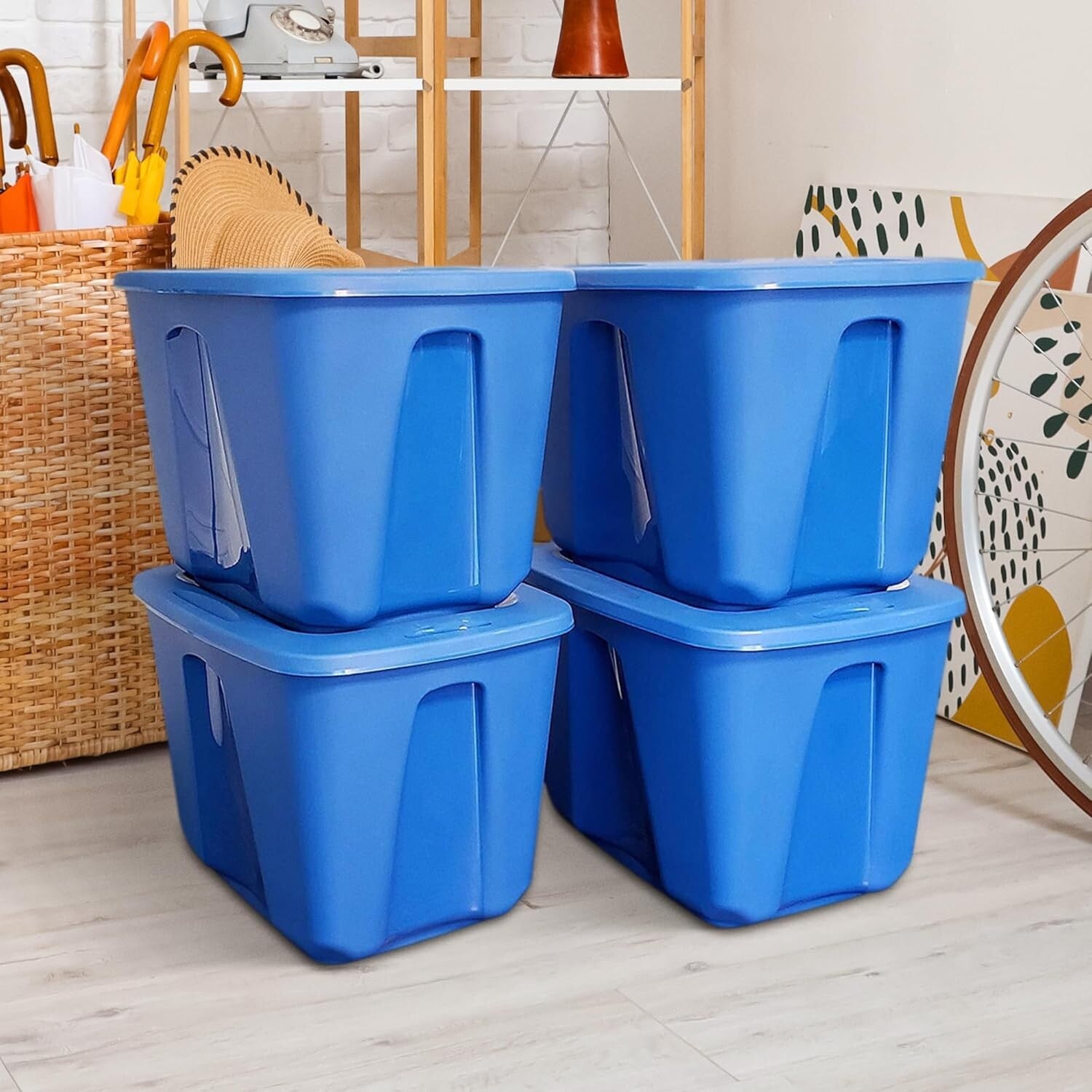 4-Pack Heavy Duty 18 Gallon Plastic Storage Bins - Durable & Water-Resistant