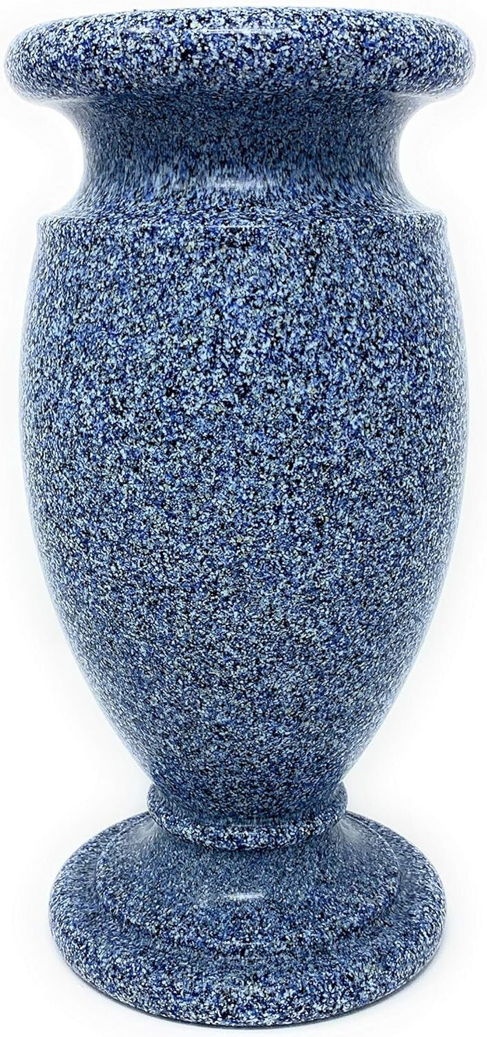 Sturdy Flower Holder for Graves - Blue Granite Design with Metal Securing Spike