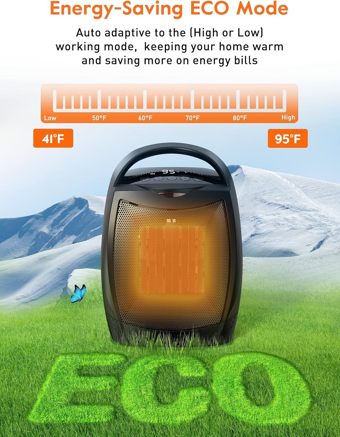 Digital Electric Heater - Instant Heating with 4 Modes for Home & Office