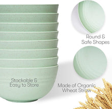 Load image into Gallery viewer, Stylish Solid Green Wheat Straw Dinnerware Set - 32 Pcs, Safe for Kids &amp; Picnics