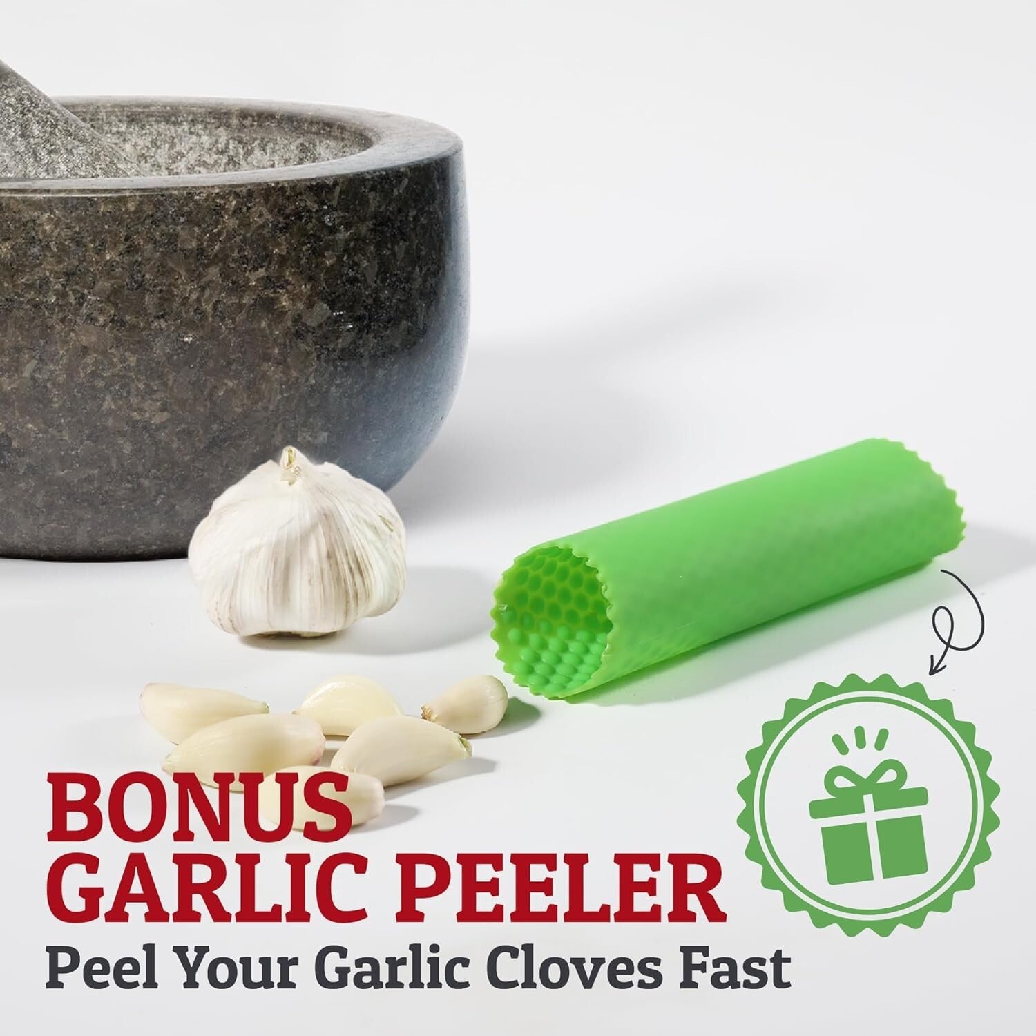 Elegant Heavy-Duty Mortar and Pestle Set - Handmade Granite for Flavorful Dishes