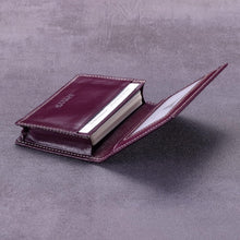 Load image into Gallery viewer, Premium Antiqued Purple Leather Card Case - Compact &amp; Stylish for Networking