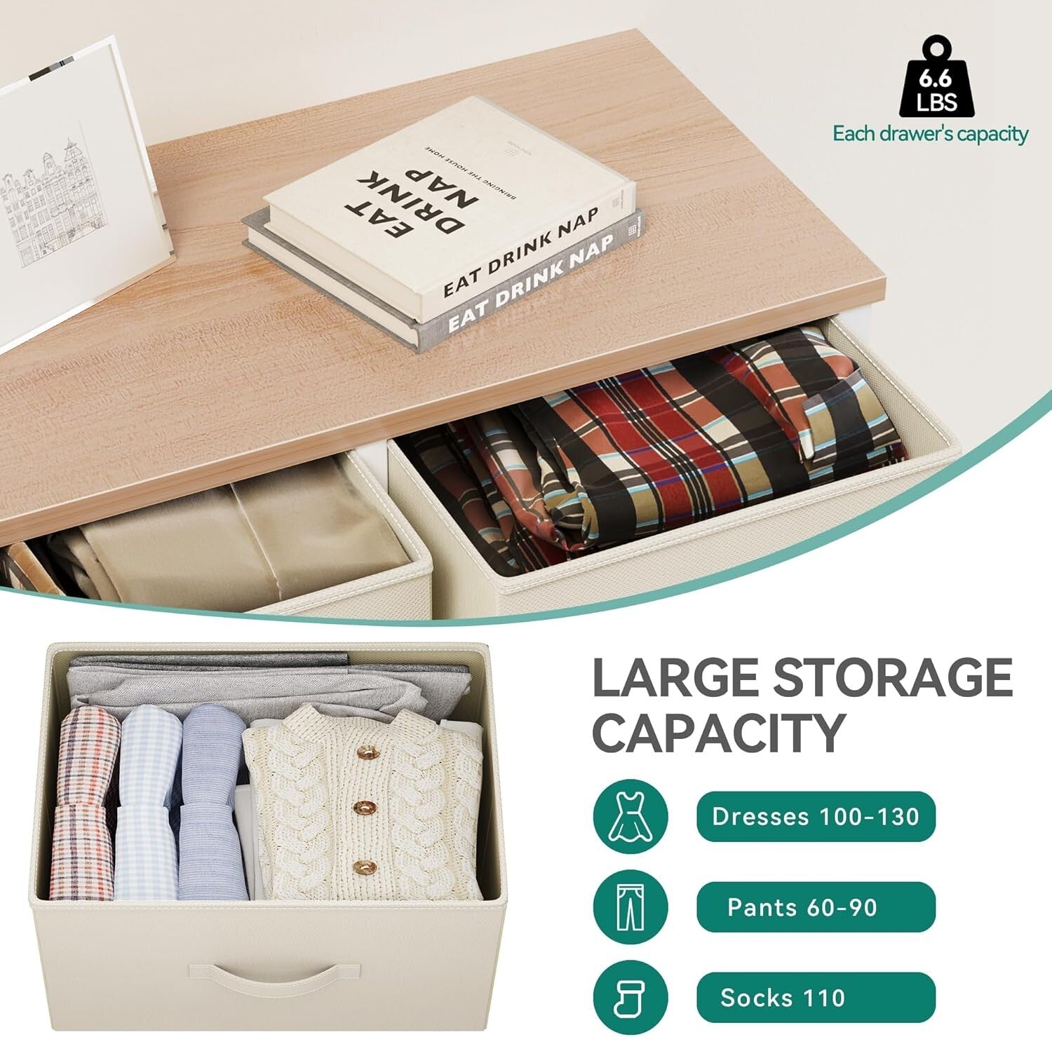 Elegant 9-Drawer Dresser for Bedroom & Living Room - Cream White Organizer